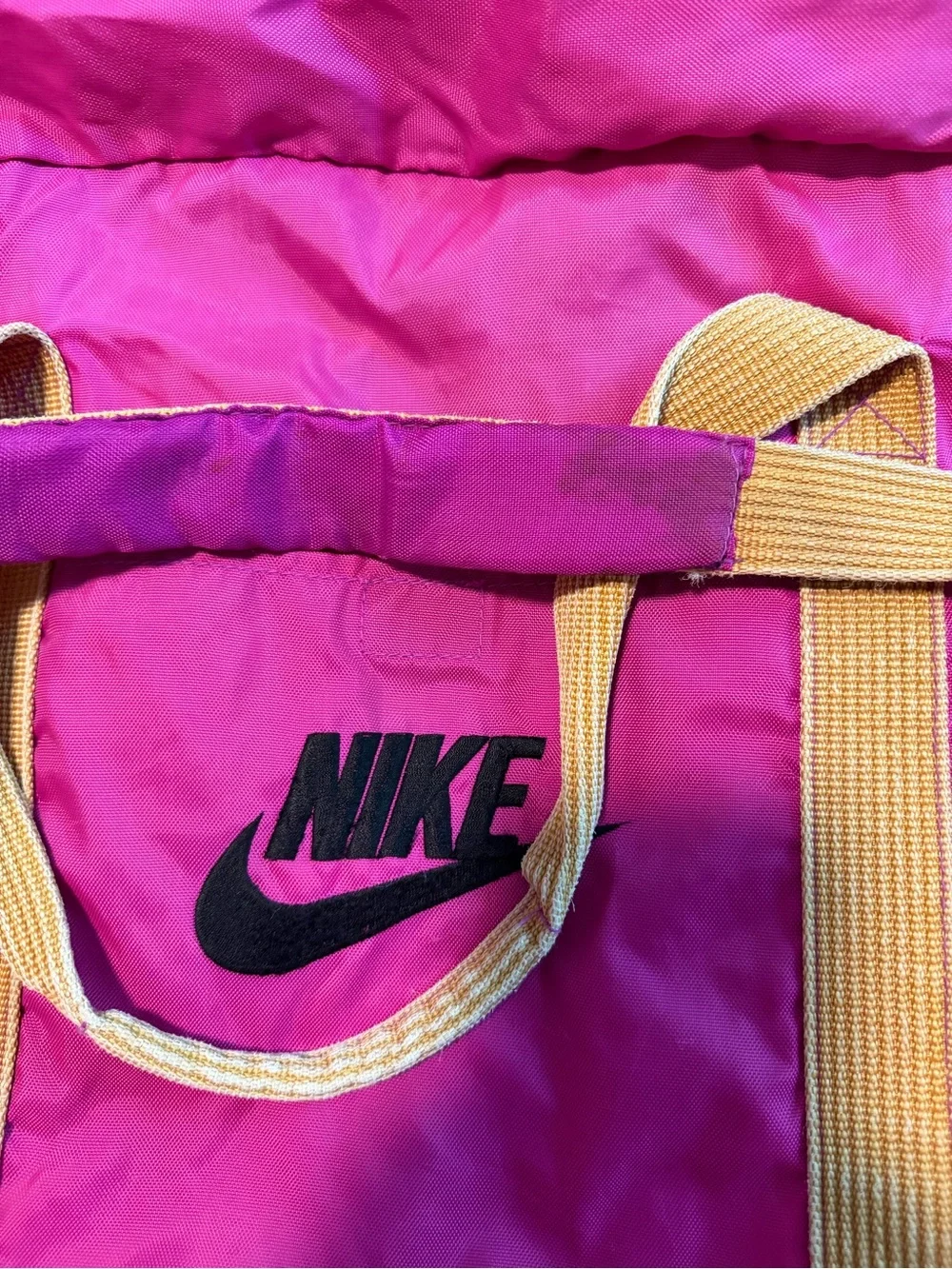 Nike Pink Travel Duffel with Yellow Handles